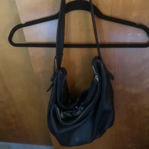 Black leather shoulder bag